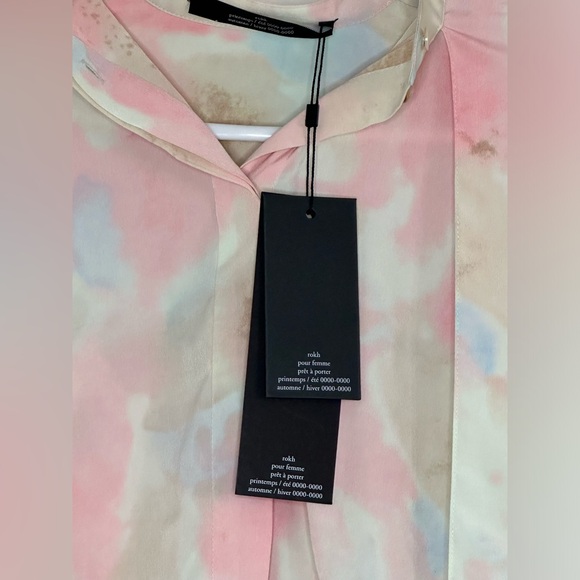 ROKH Scarf Blouse Bleached Blossom Cape Tie Neck - Picture 13 of 15